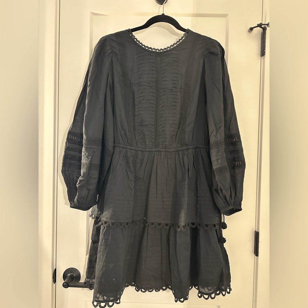 Farm Rio Black Long Sleeve Mini Dress NWT